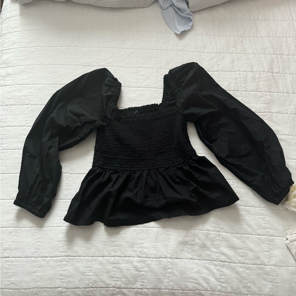 Jcrew poplin puff sleeve top
